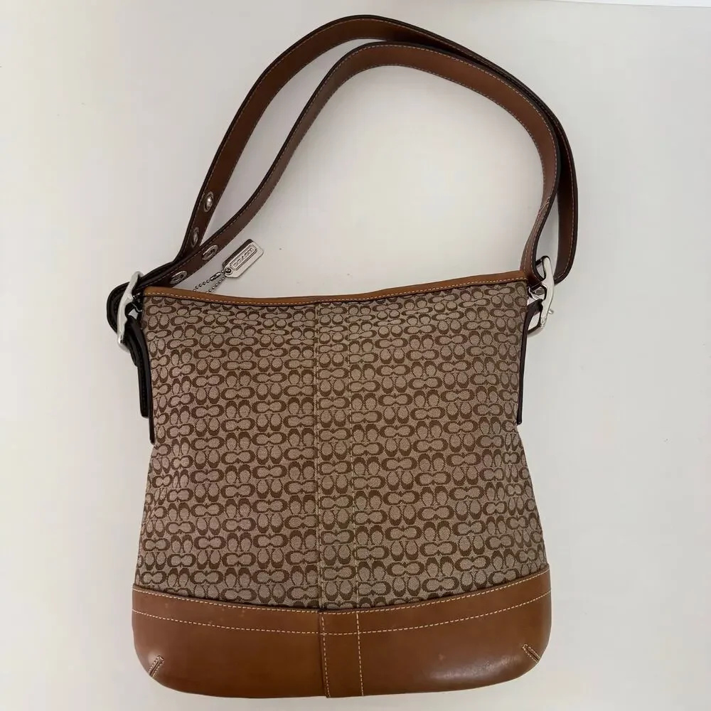 Coach Signature Canvas Crossbody Convertible Shoulder Bag Tan/Brown F10417